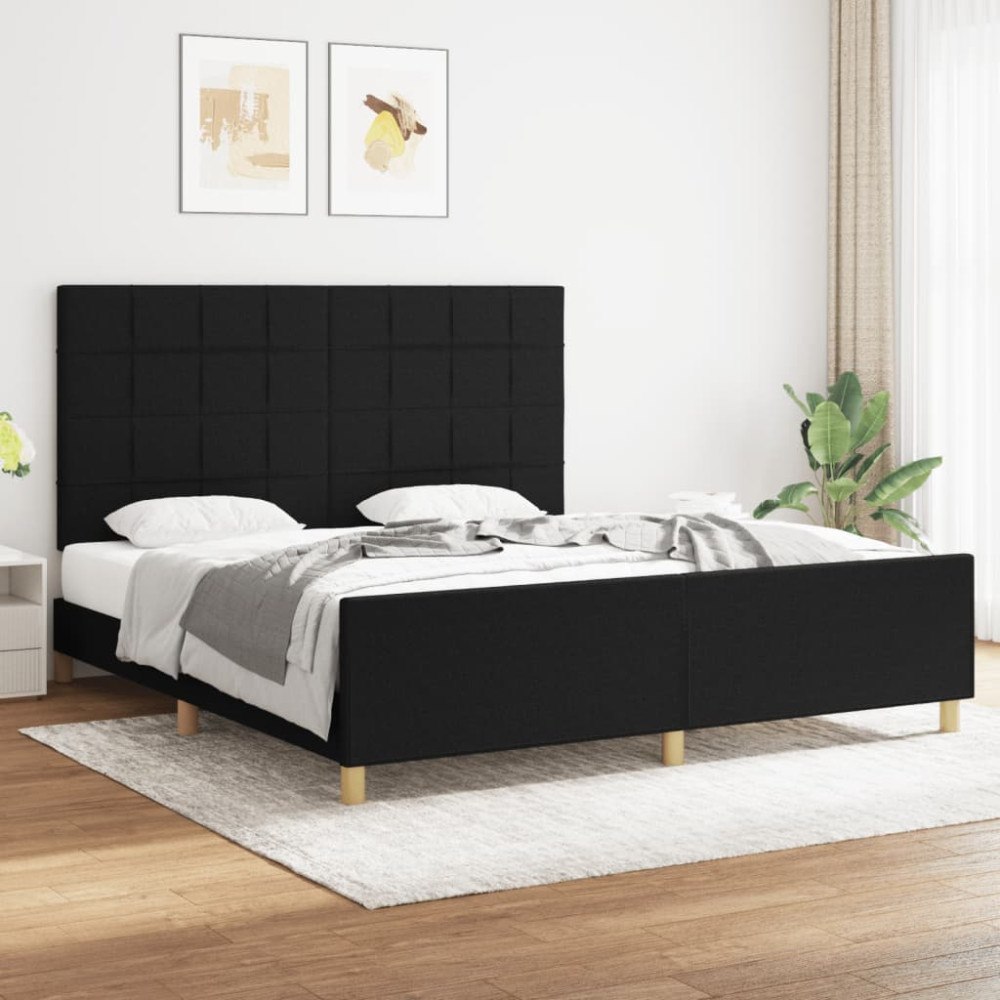 vidaXL Sängram utan madrass svart 180x200 cm tyg