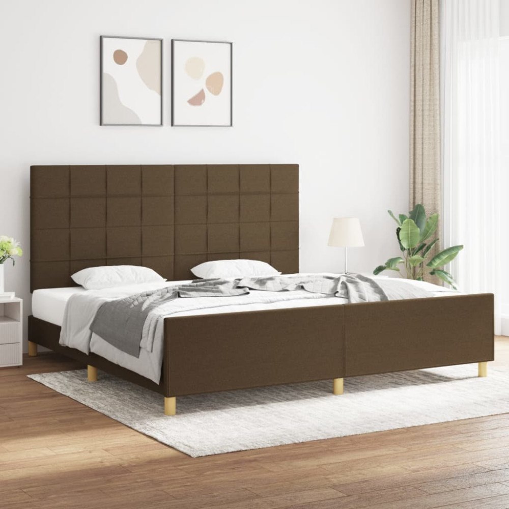 vidaXL Sängram utan madrass mörkbrun 200x200 cm tyg