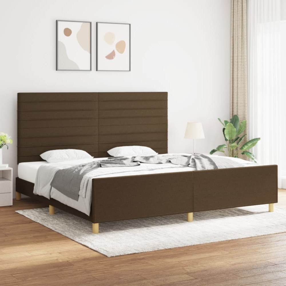 vidaXL Sängram utan madrass mörkbrun 200x200 cm tyg
