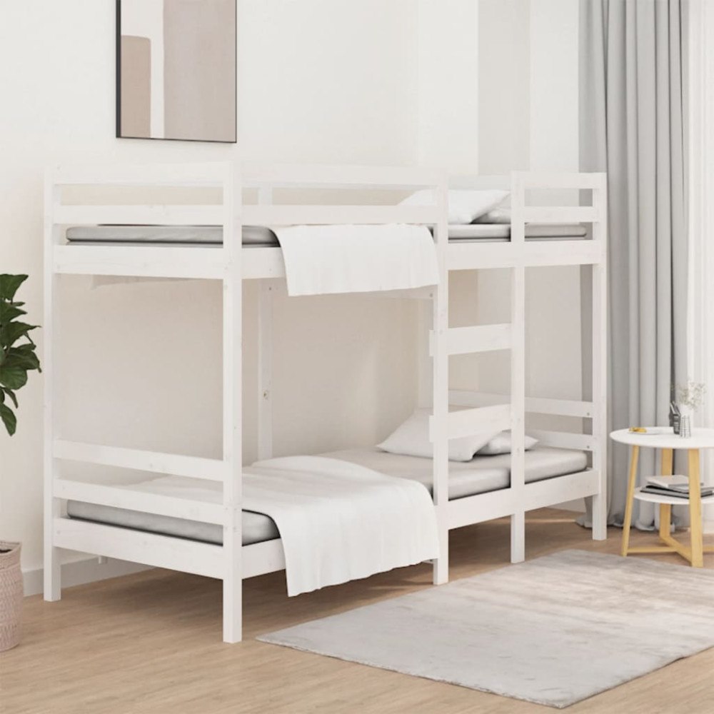 vidaXL Våningssäng vit 90x200 cm massiv furu