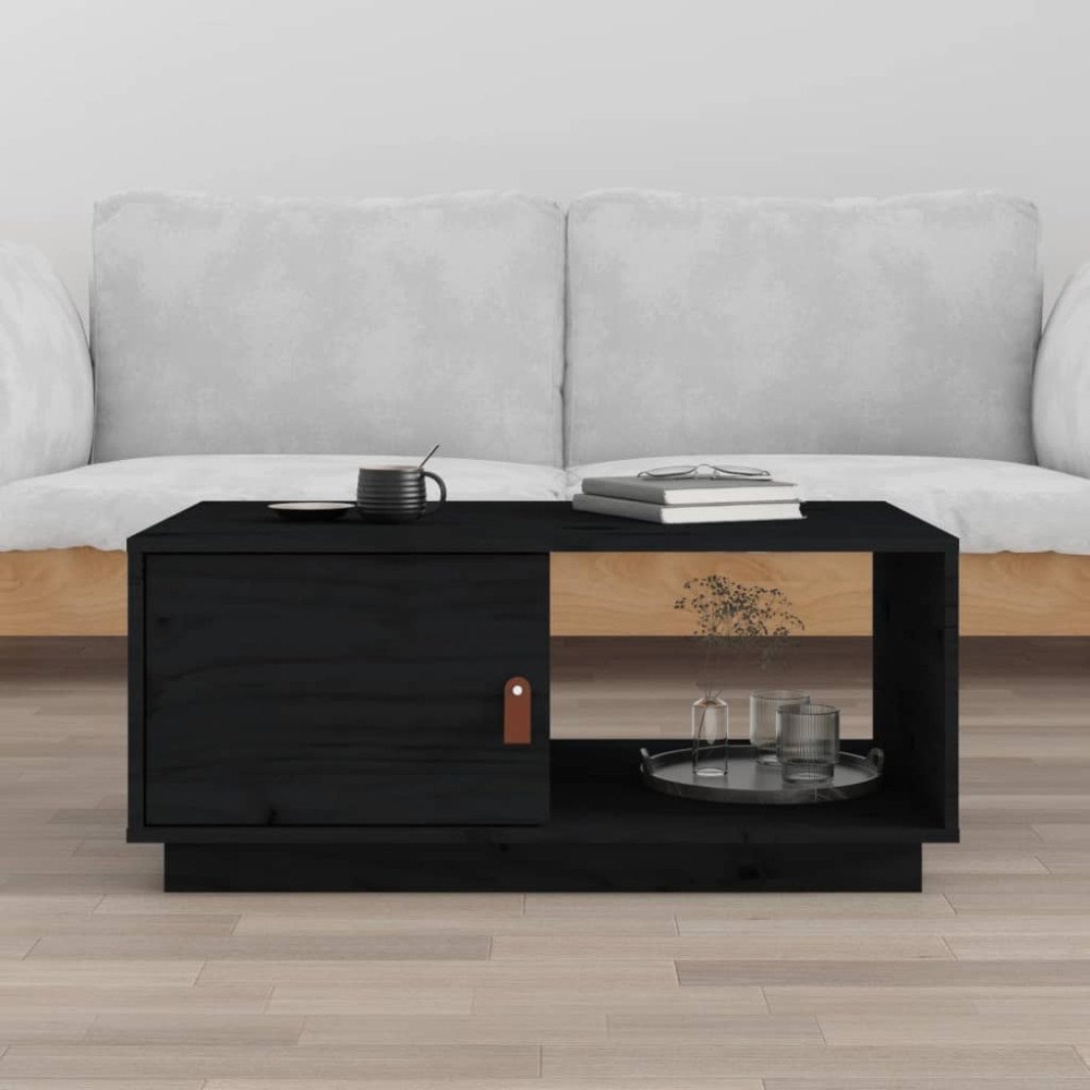 vidaXL Soffbord svart 80x50x35,5 cm massiv furu