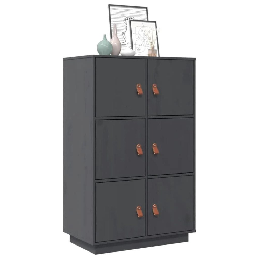 vidaXL Skåp grå 67x40x108,5 cm massiv furu
