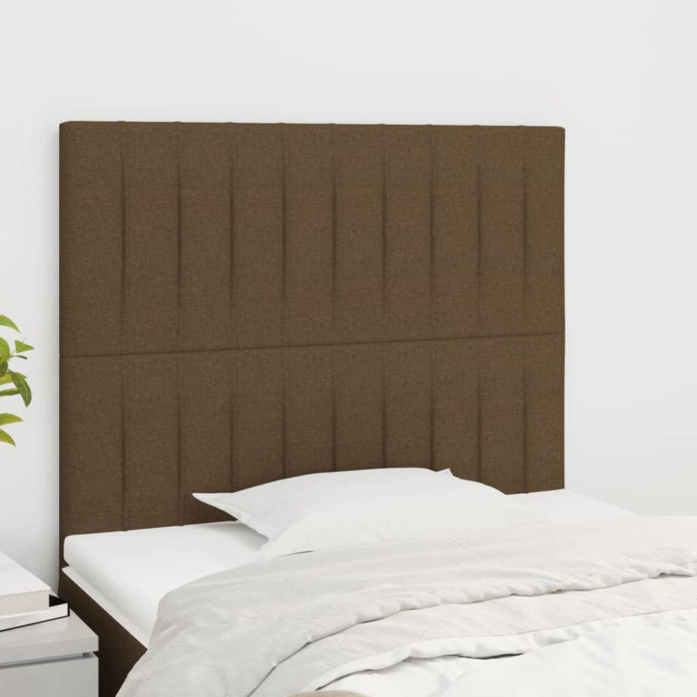 vidaXL Sänggavel mörkbrun 100x5x118/128 cm tyg