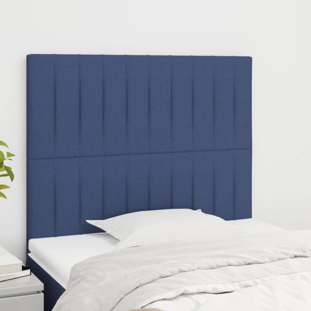 vidaXL Sänggavel blå 100x5x118/128 cm tyg