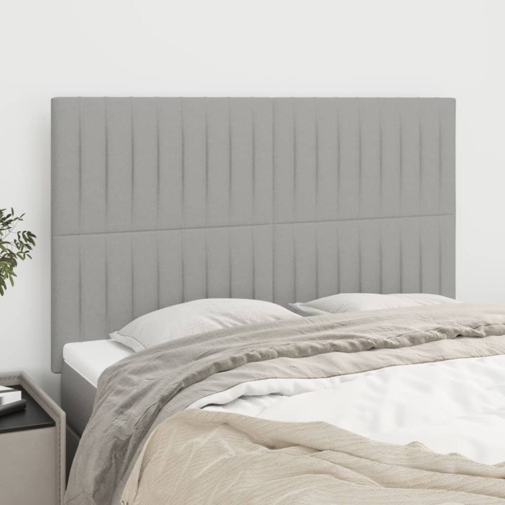 vidaXL Sänggavel ljusgrå 144x5x118/128 cm tyg