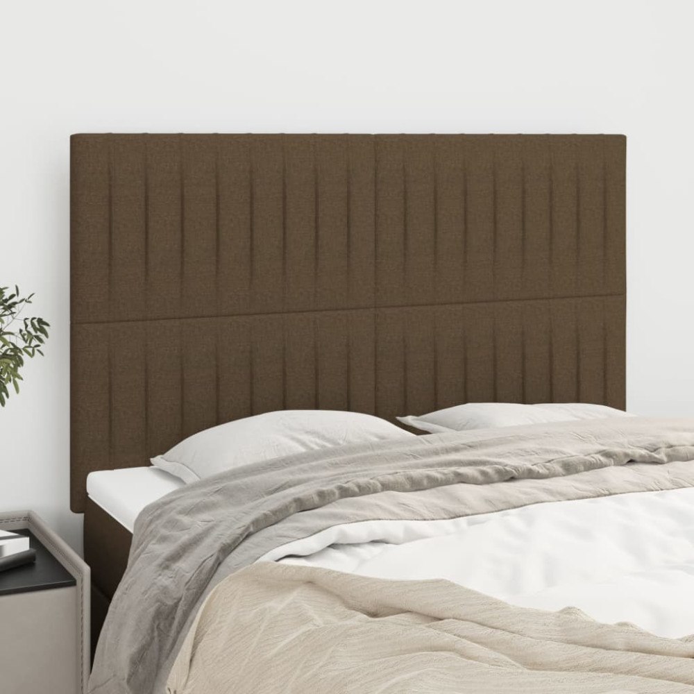 vidaXL Sänggavel mörkbrun 144x5x118/128 cm tyg