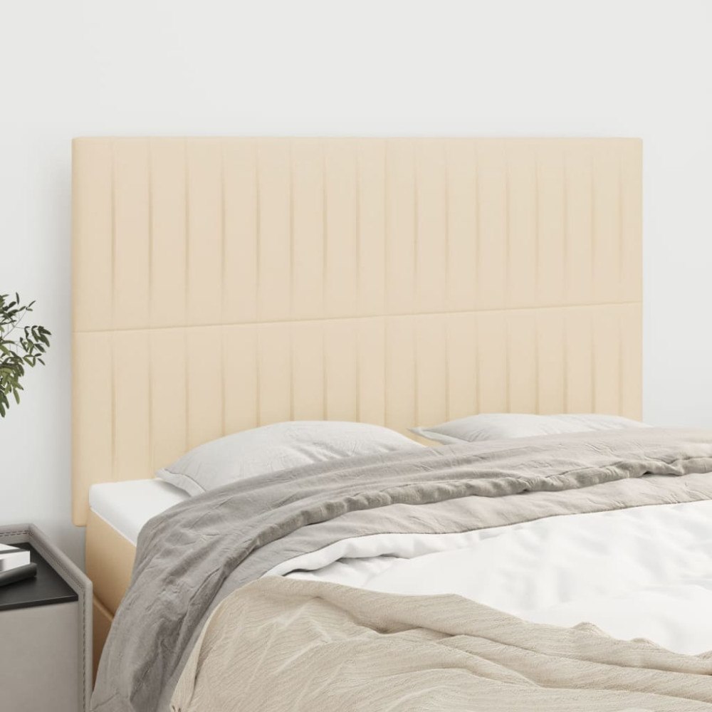 vidaXL Sänggavel creme 144x5x118/128 cm tyg