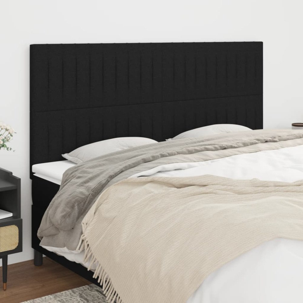 vidaXL Sänggavel svart 180x5x118/128 cm tyg