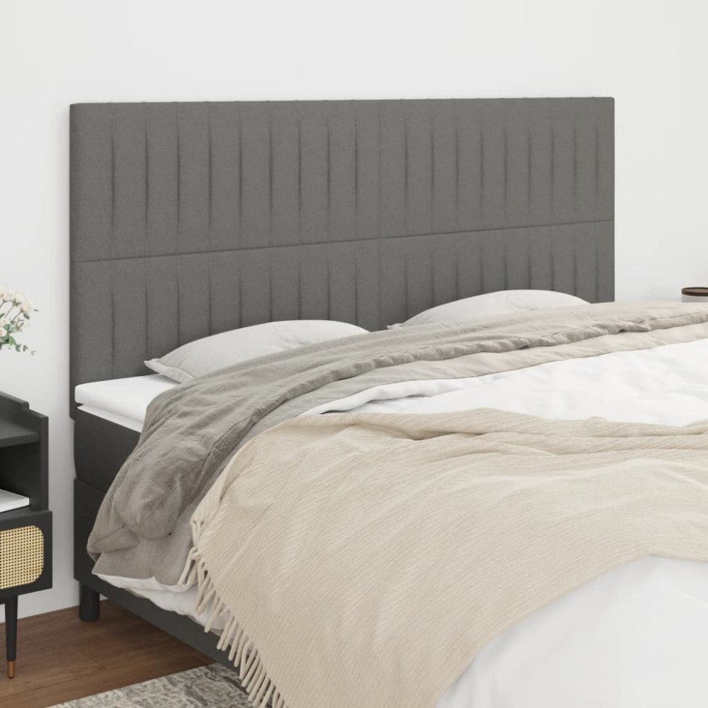 vidaXL Sänggavel mörkgrå 200x5x118/128 cm tyg