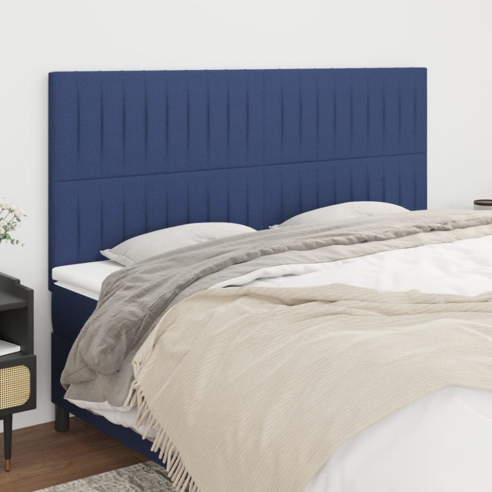 vidaXL Sänggavel blå 200x5x118/128 cm tyg