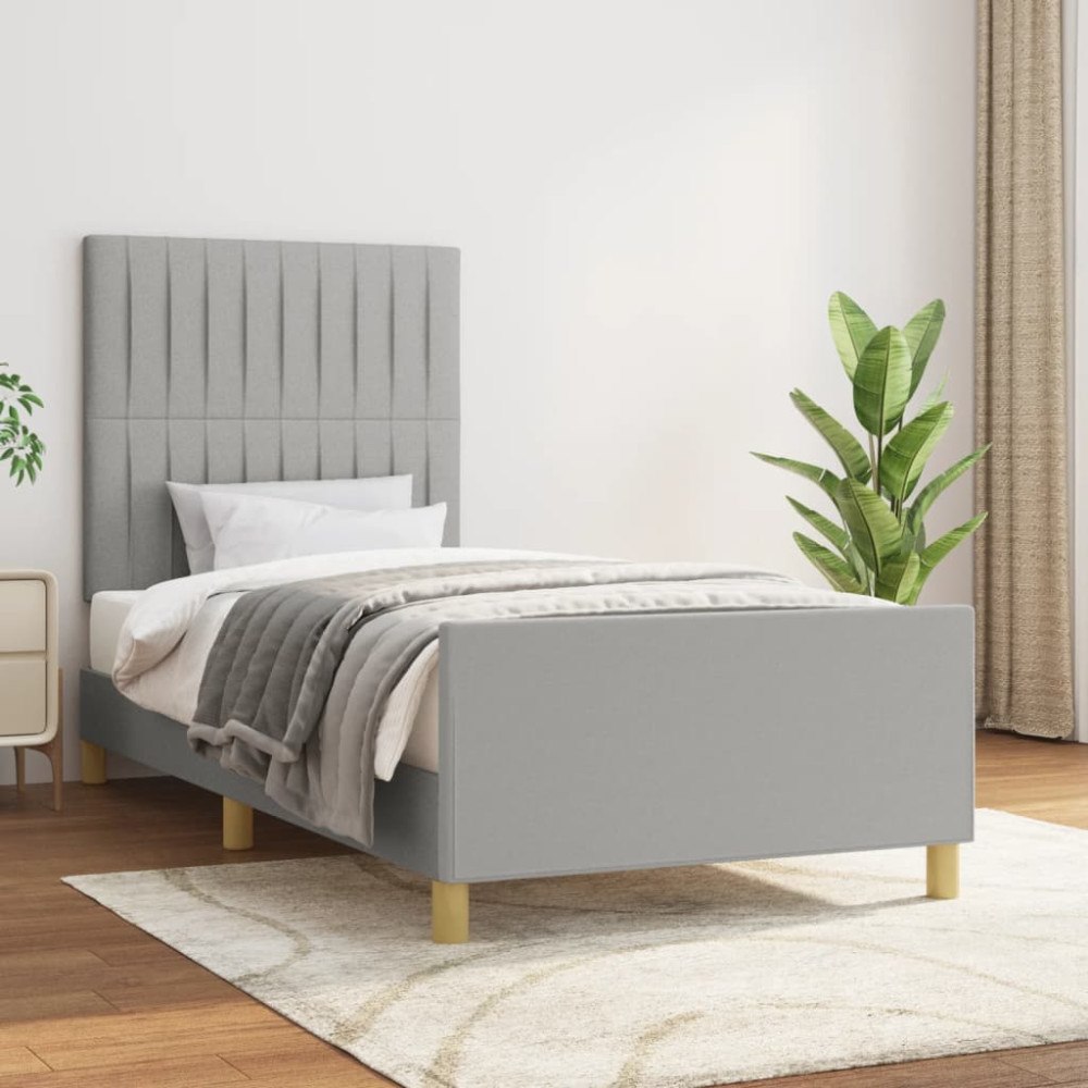 vidaXL Sängram utan madrass ljusgrå 90x190 cm tyg