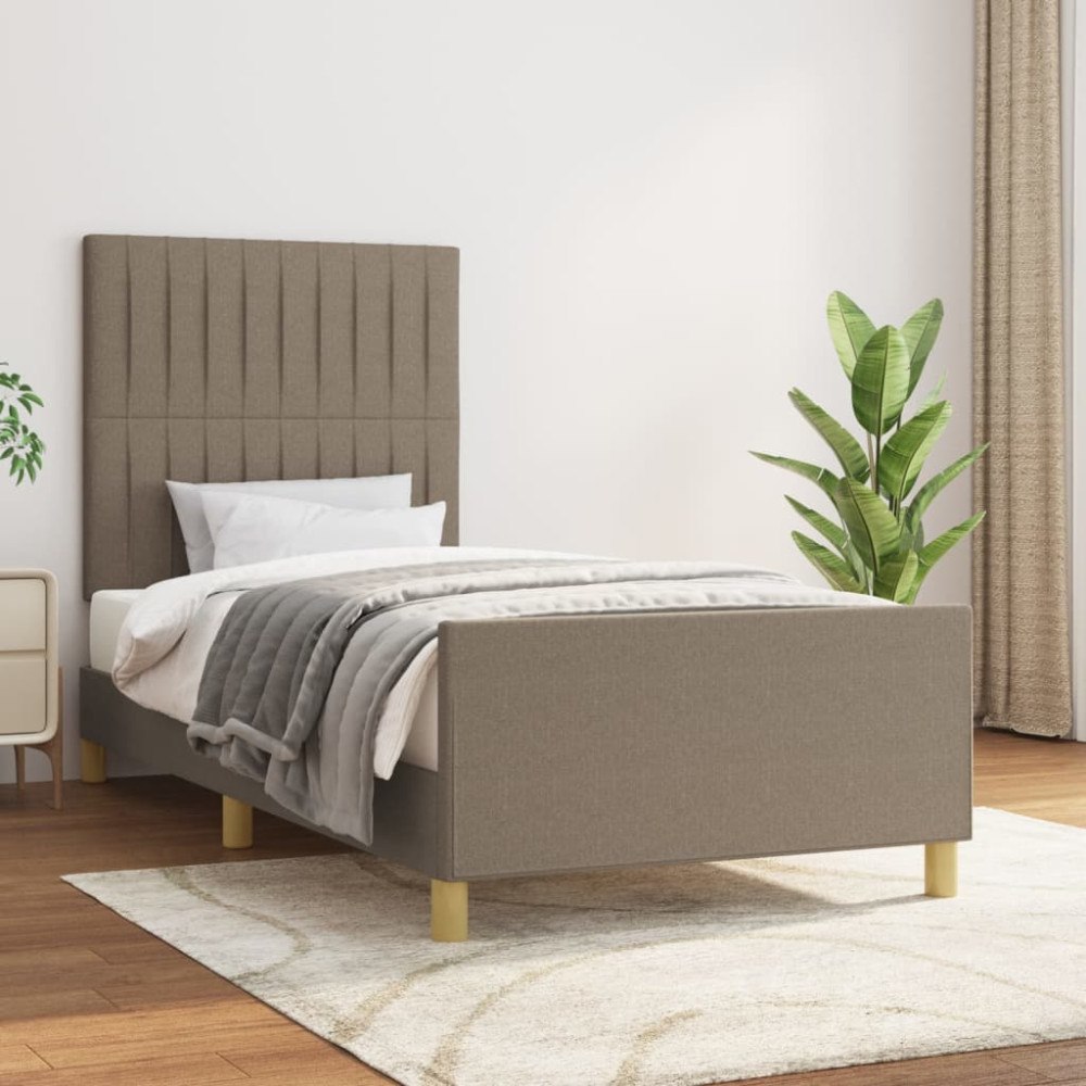 vidaXL Sängram utan madrass Taupe 90x190 cm tyg
