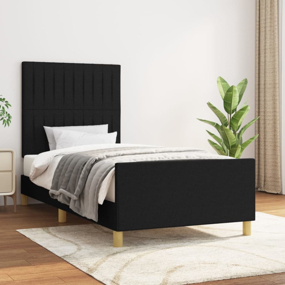 vidaXL Sängram utan madrass svart 90x200 cm tyg
