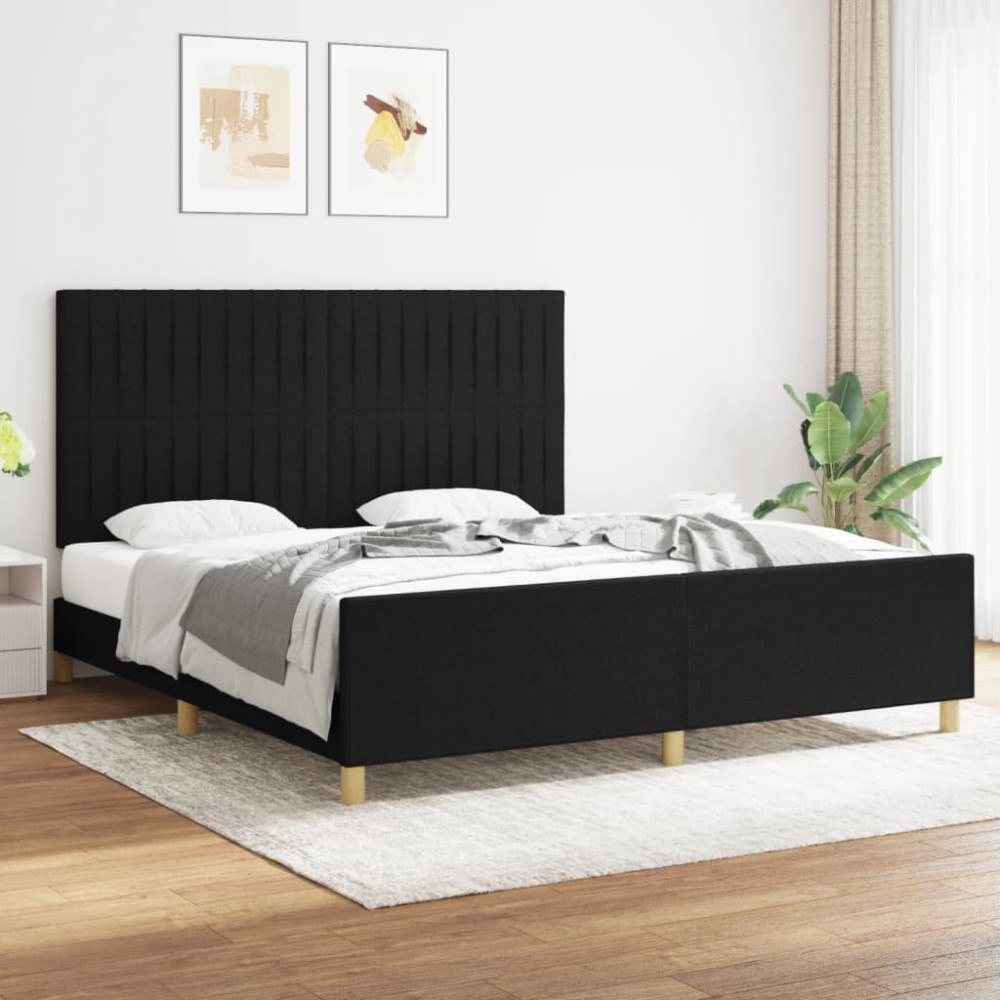 vidaXL Sängram utan madrass svart 180x200 cm tyg