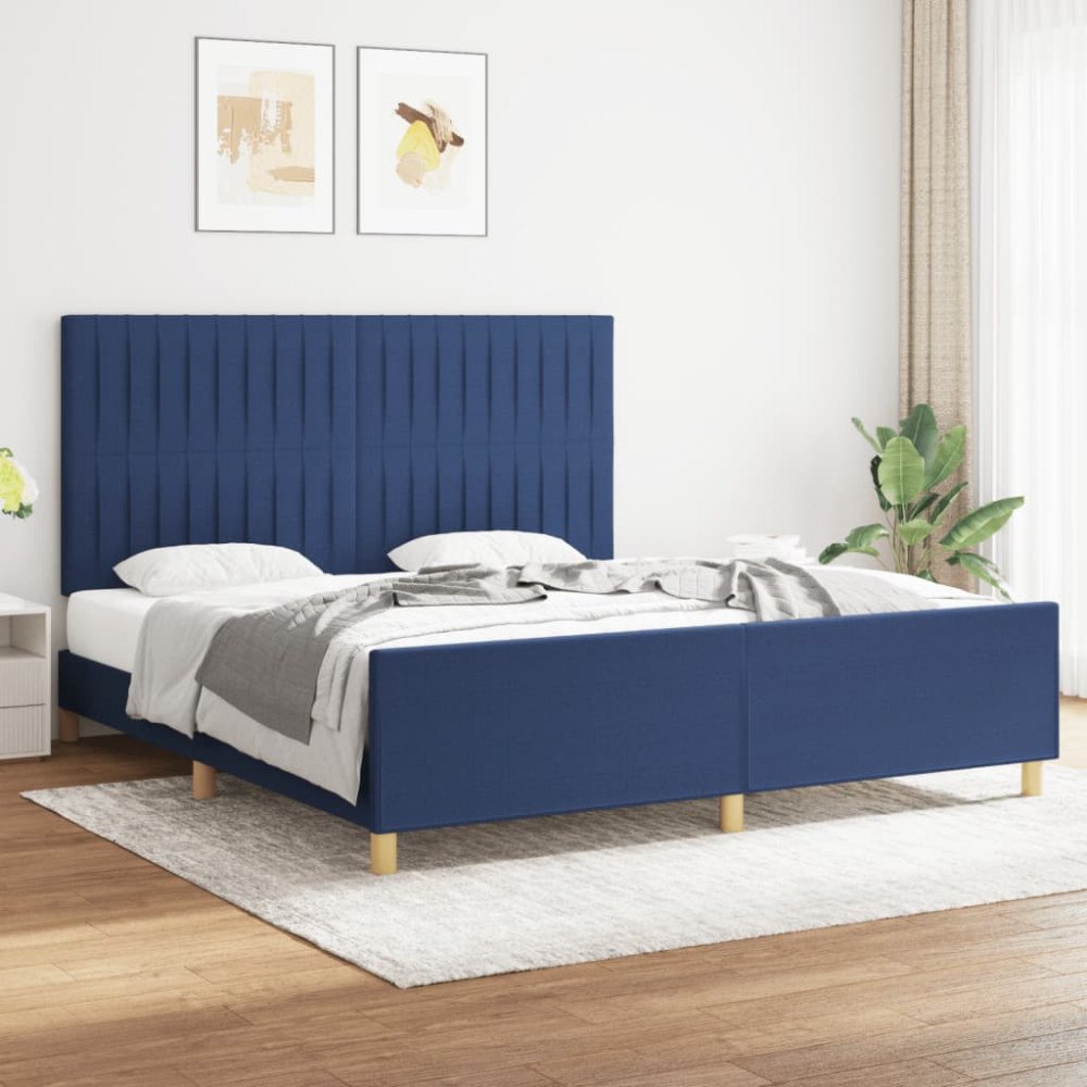 vidaXL Sängram utan madrass blå 180x200 cm tyg