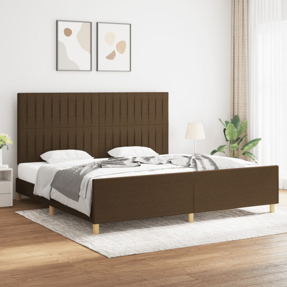 vidaXL Sängram utan madrass mörkbrun 200x200 cm tyg
