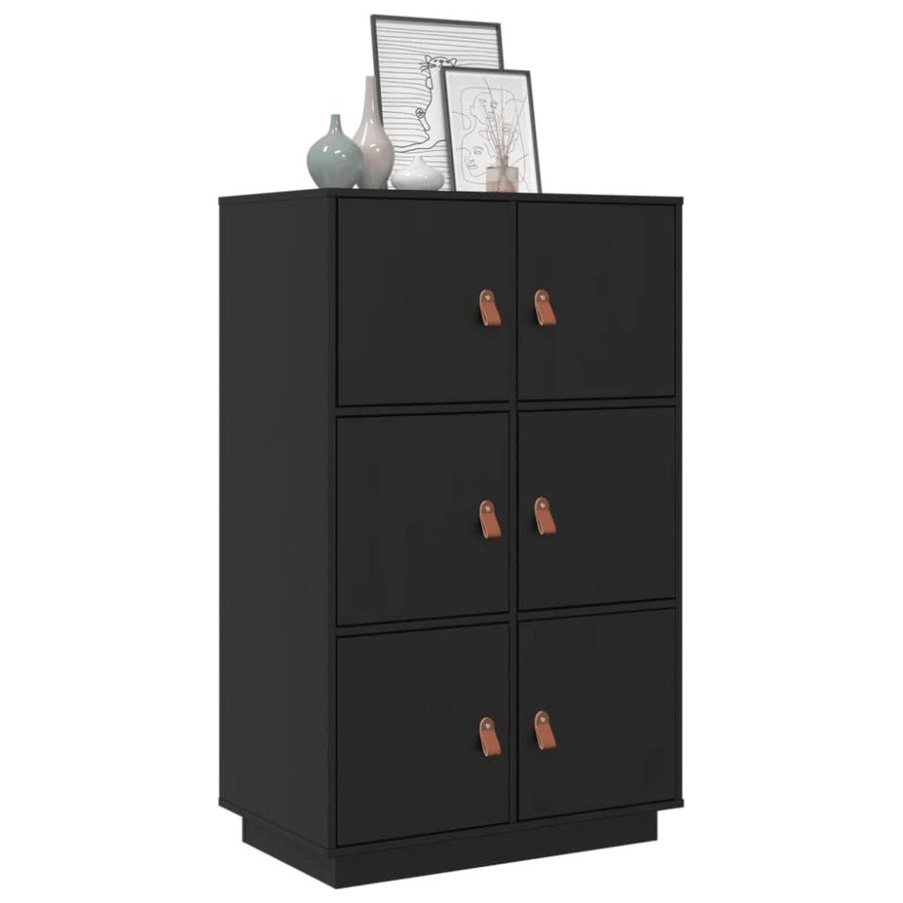 vidaXL Vitrinskåp svart 67x40x108,5 cm massiv furu