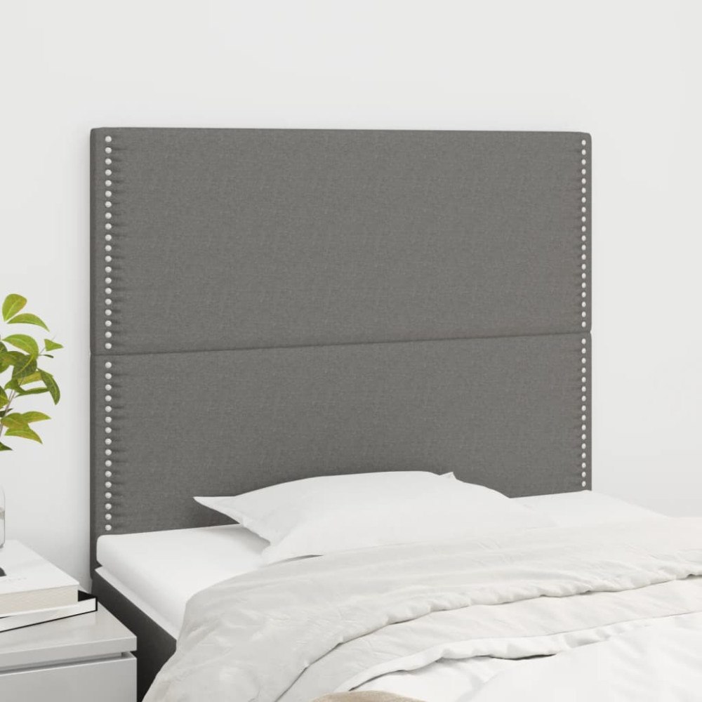 vidaXL Sänggavel mörkgrå 100x5x118/128 cm tyg