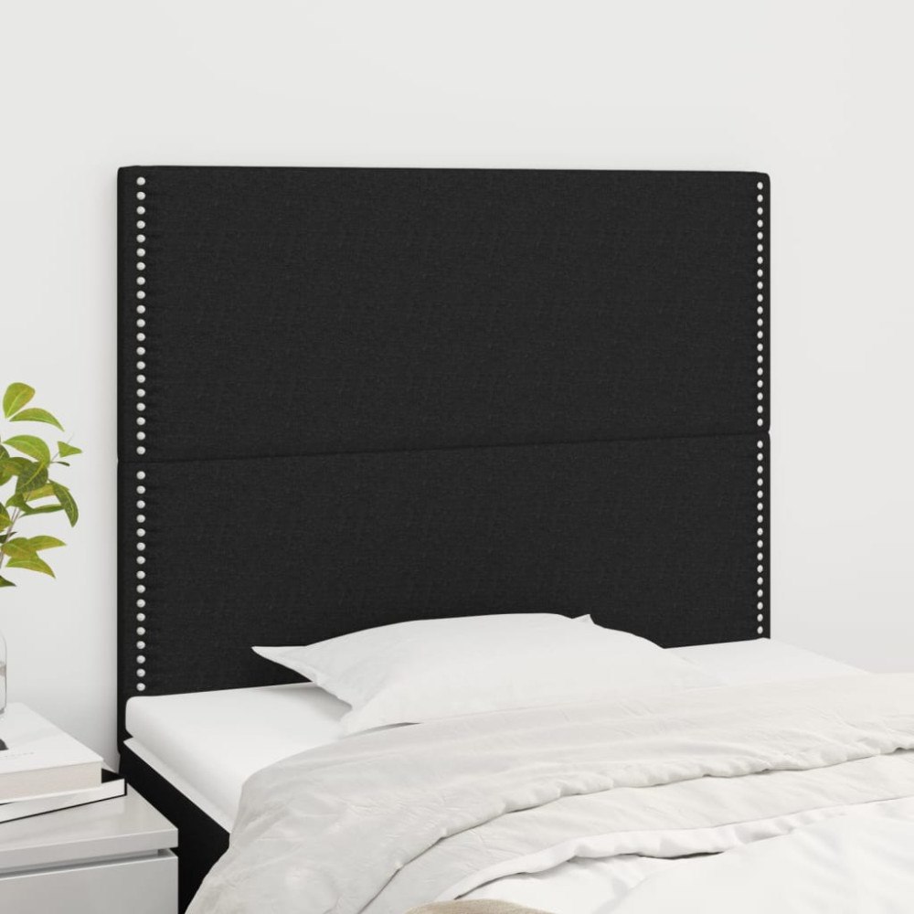 vidaXL Sänggavel svart 100x5x118/128 cm tyg