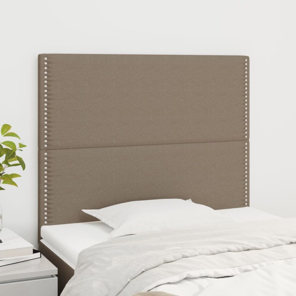 vidaXL Sänggavel taupe 100x5x118/128 cm tyg