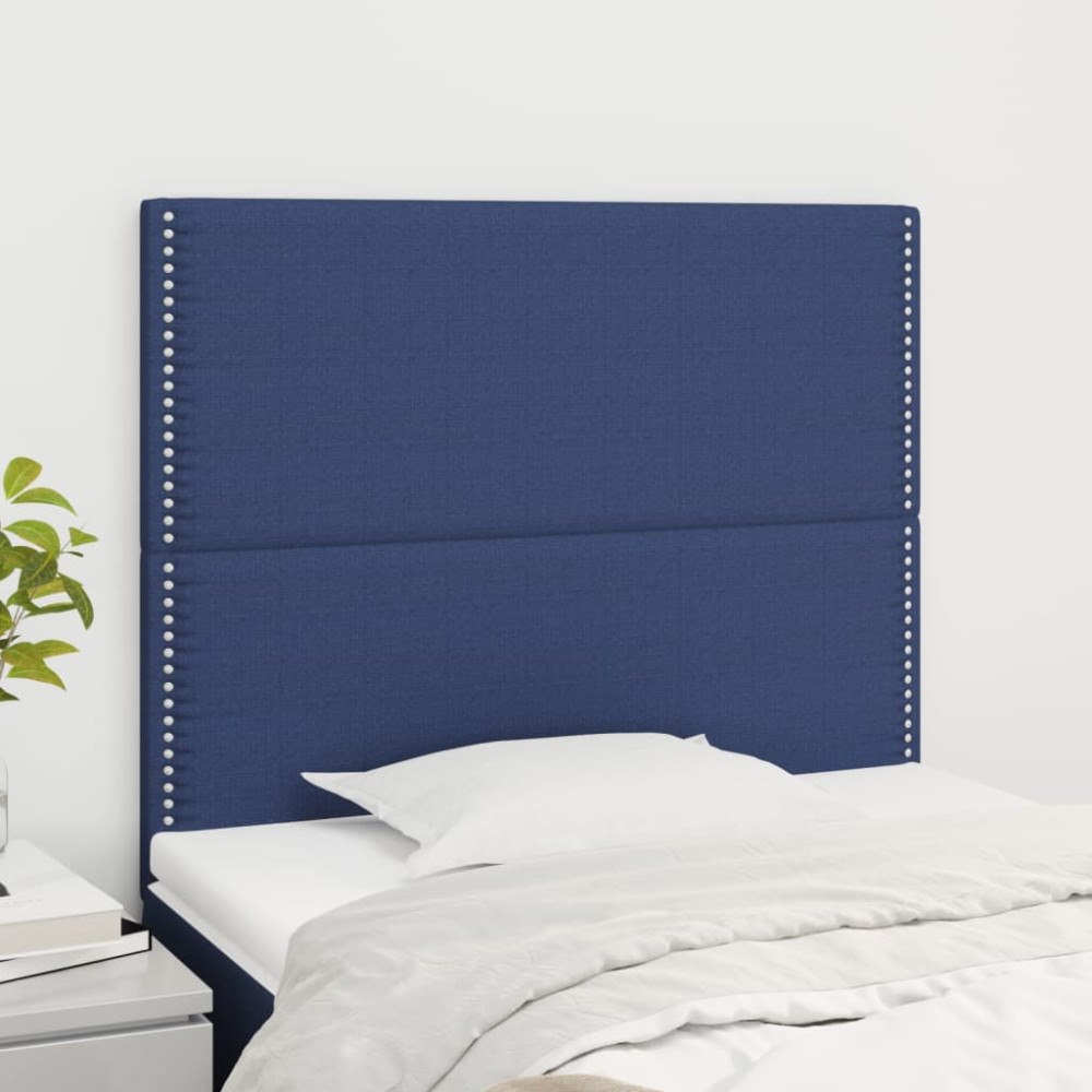 vidaXL Sänggavel blå 100x5x118/128 cm tyg