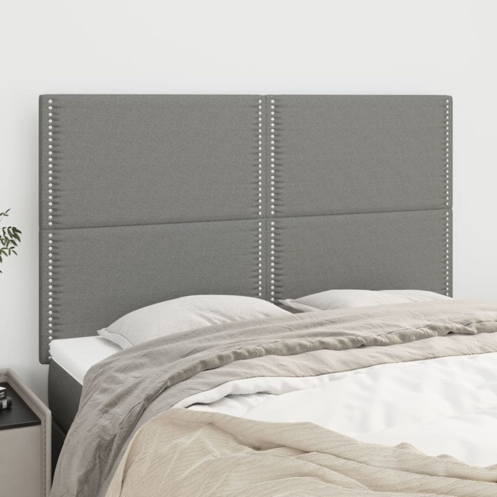 vidaXL Sänggavel mörkgrå 144x5x118/128 cm tyg
