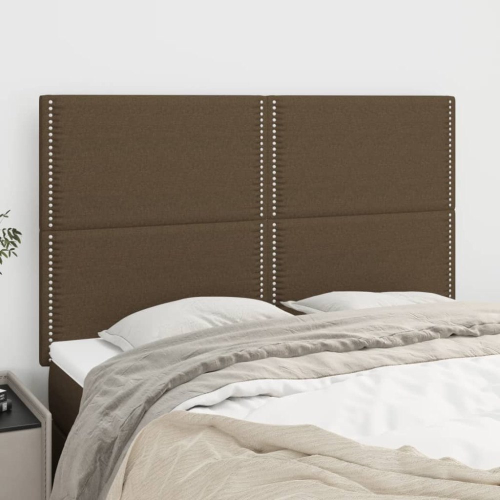 vidaXL Sänggavel mörkbrun 144x5x118/128 cm tyg
