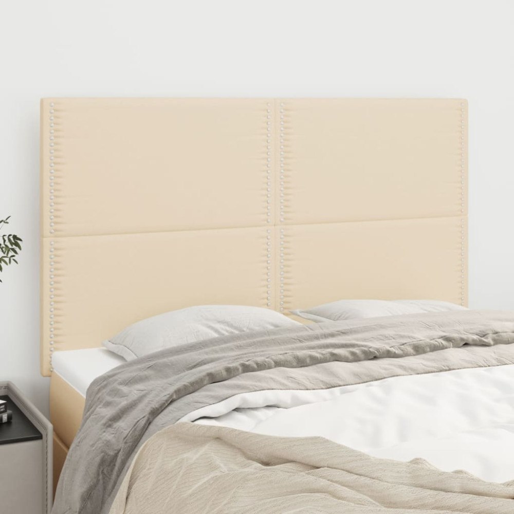 vidaXL Sänggavel creme 144x5x118/128 cm tyg