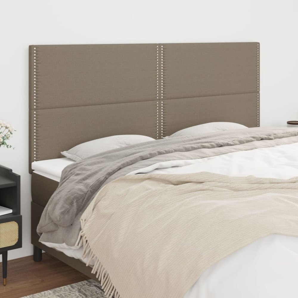 vidaXL Sänggavel taupe 180x5x118/128 cm tyg