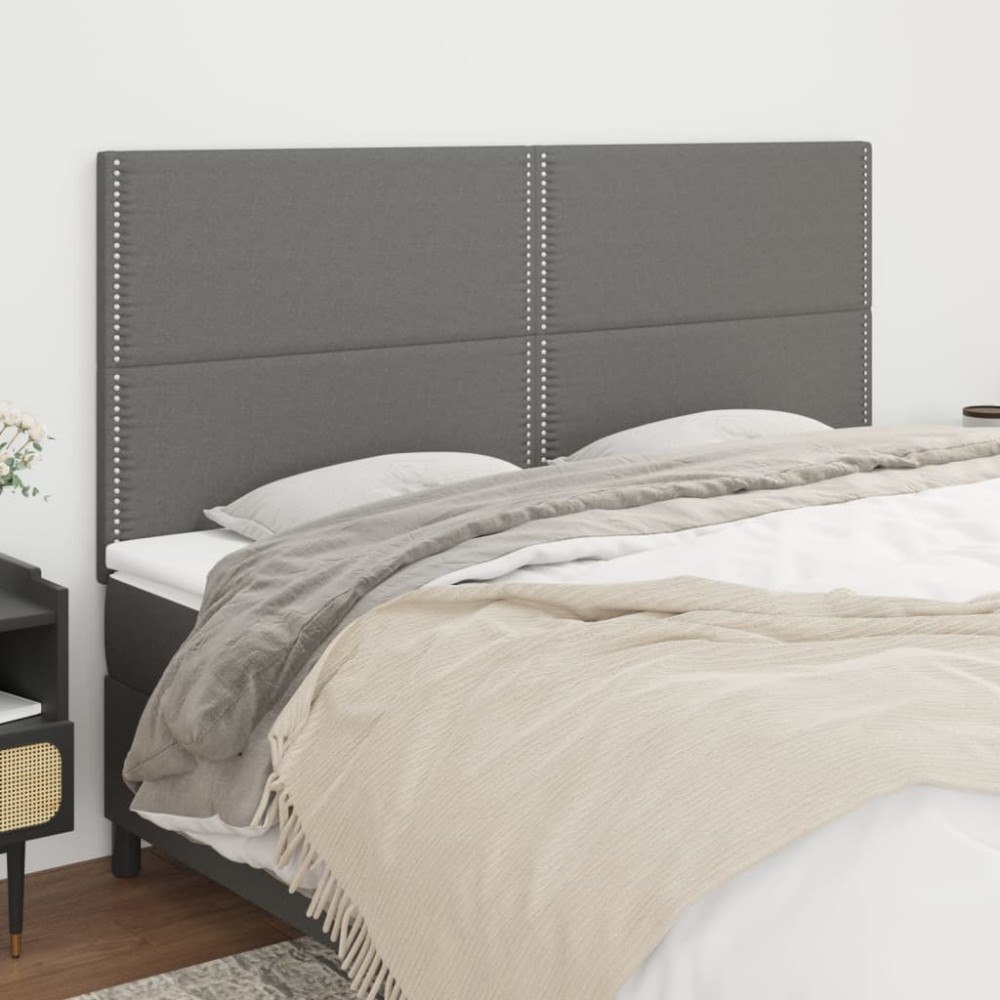 vidaXL Sänggavel mörkgrå 200x5x118/128 cm tyg