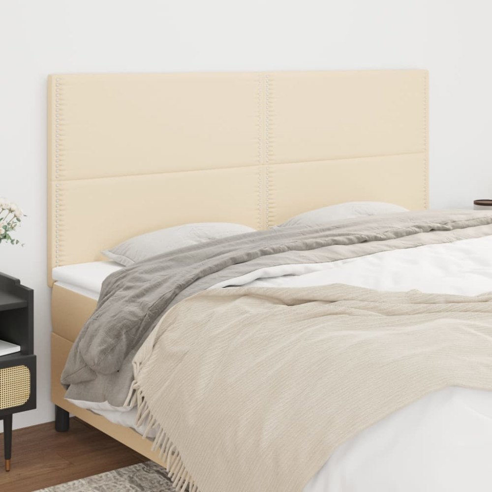vidaXL Sänggavel creme 200x5x118/128 cm tyg