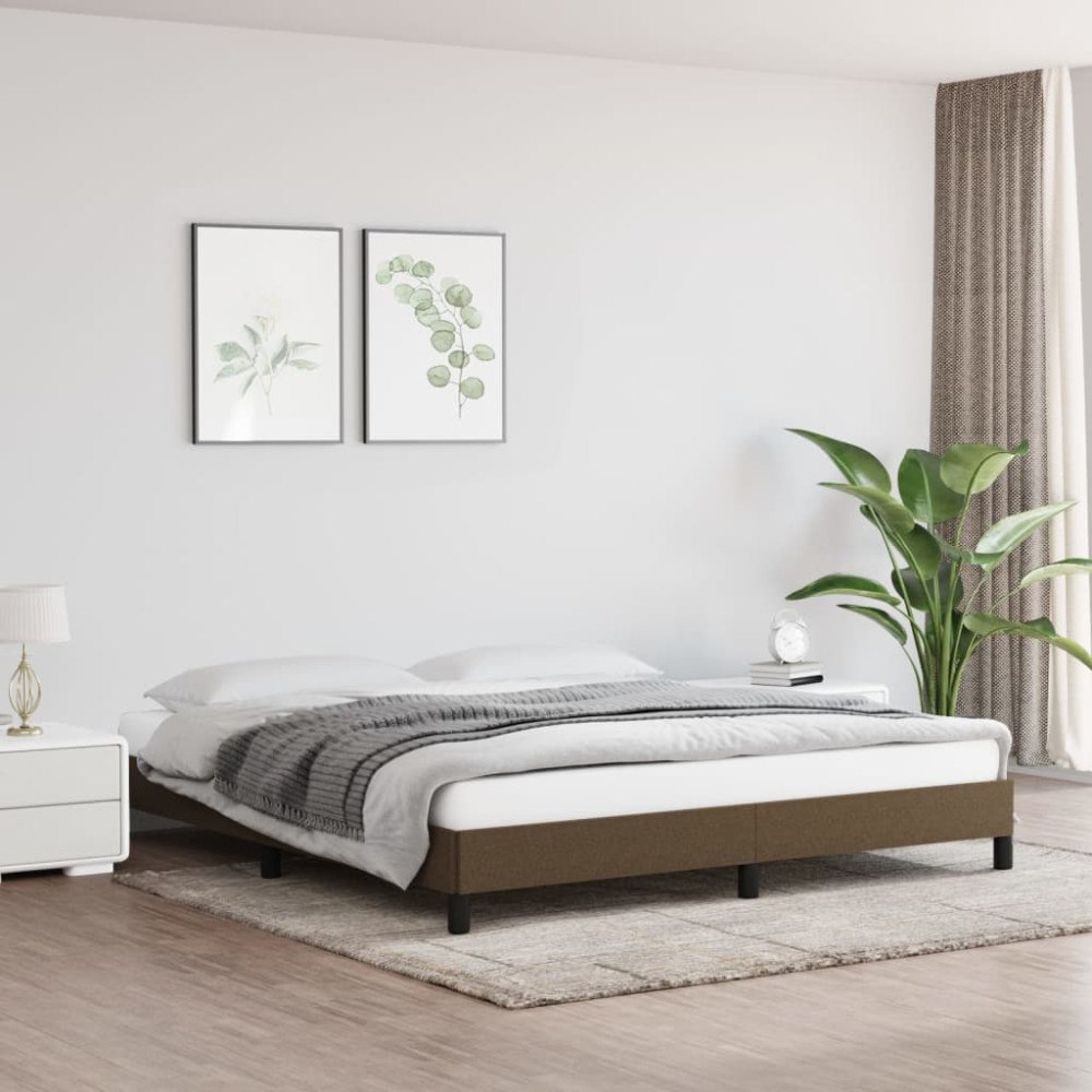 vidaXL Sängram utan madrass mörkbrun 180x200 cm tyg
