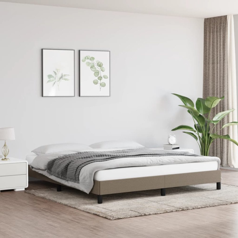 vidaXL Sängram utan madrass taupe 180x200 cm tyg