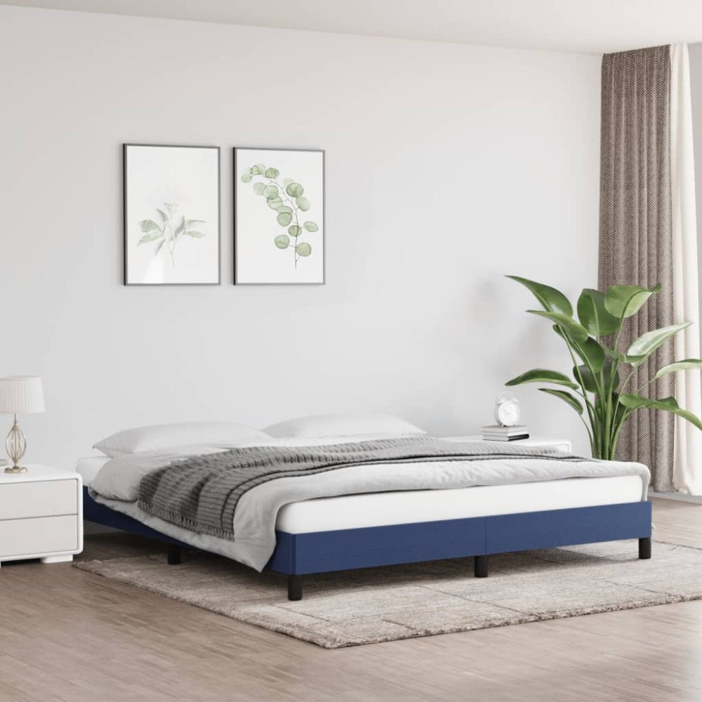 vidaXL Sängram utan madrass blå 180x200 cm tyg