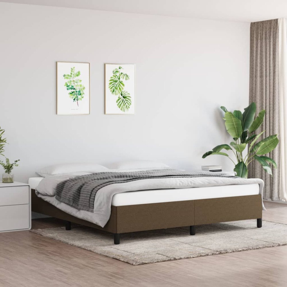 vidaXL Sängram utan madrass mörkbrun 160x200 cm tyg