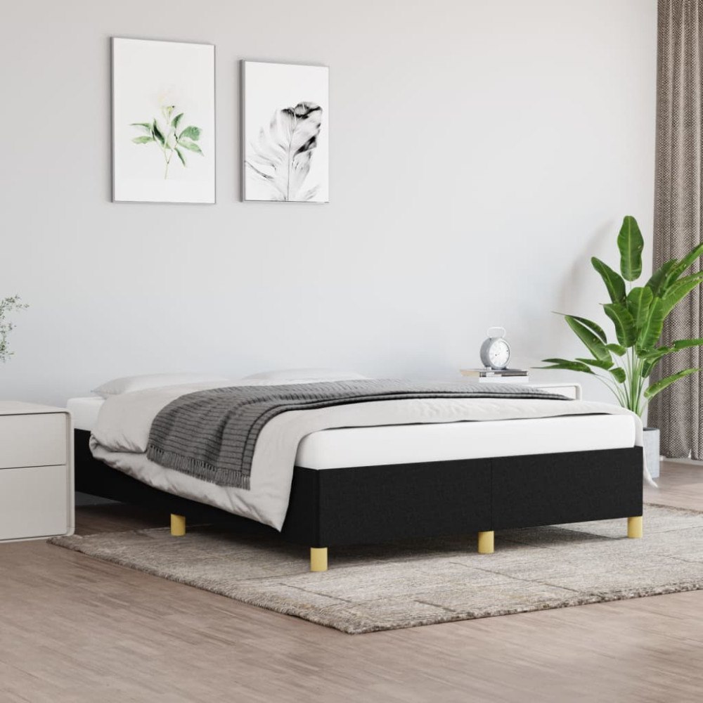 vidaXL Sängram utan madrass svart 140x200 cm tyg