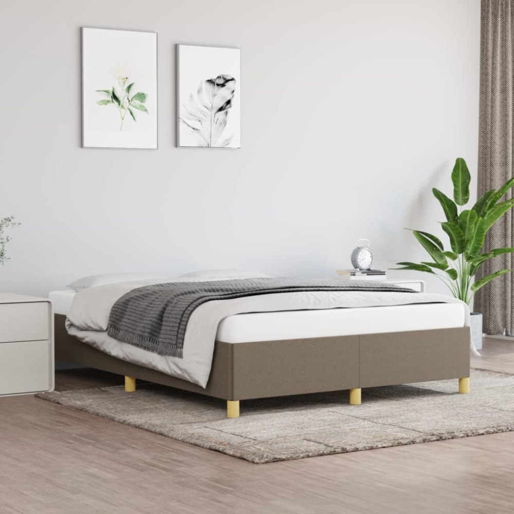 vidaXL Sängram utan madrass taupe 140x200 cm tyg