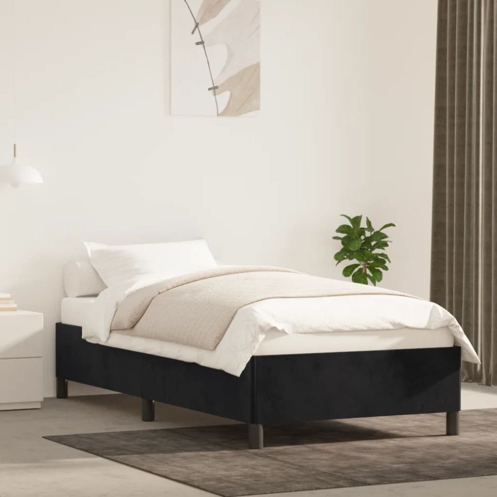 vidaXL Sängram svart 90x190 cm sammet