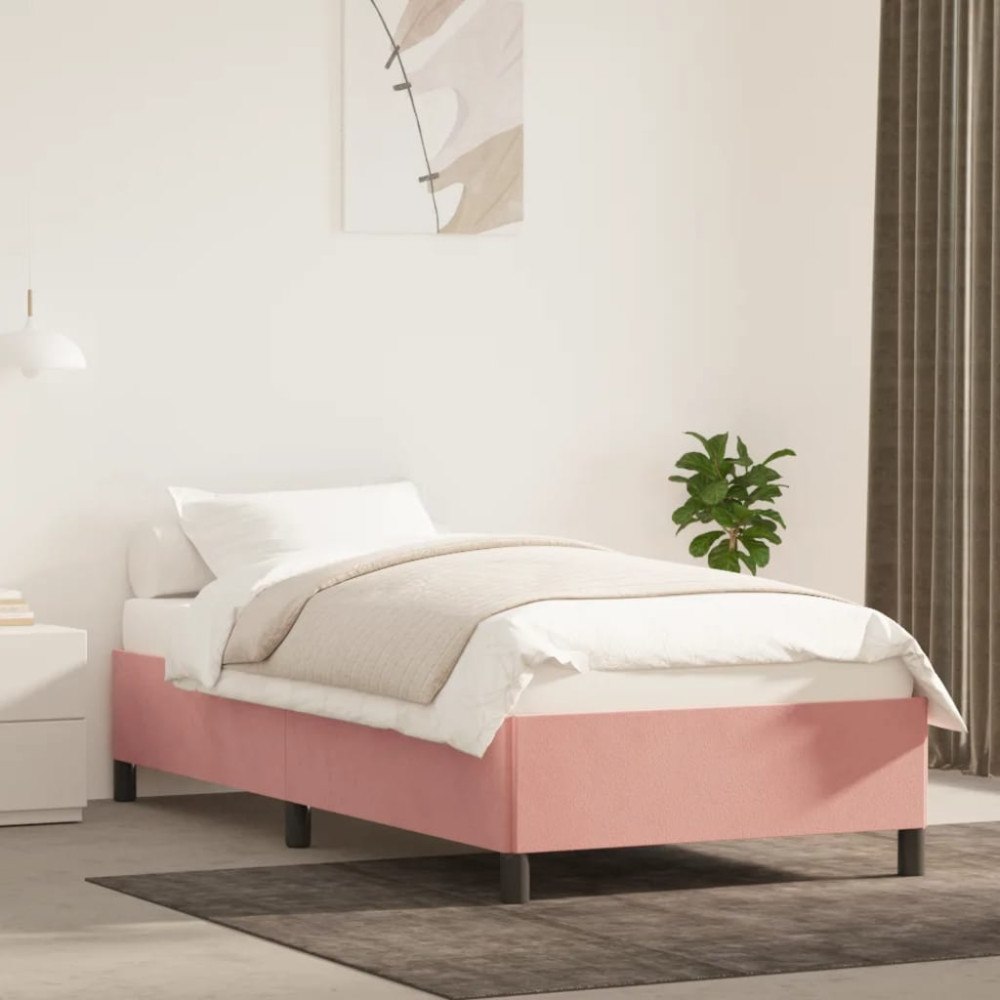 vidaXL Sängram rosa 100x200 cm sammet