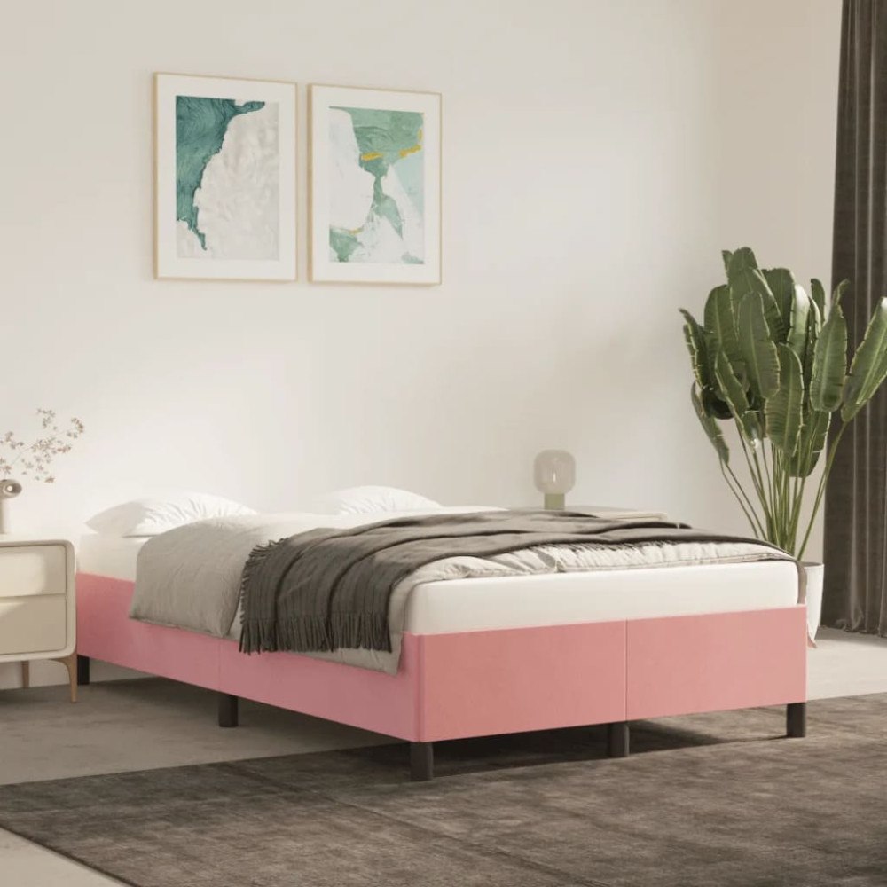 vidaXL Sängram rosa 120x200 cm sammet