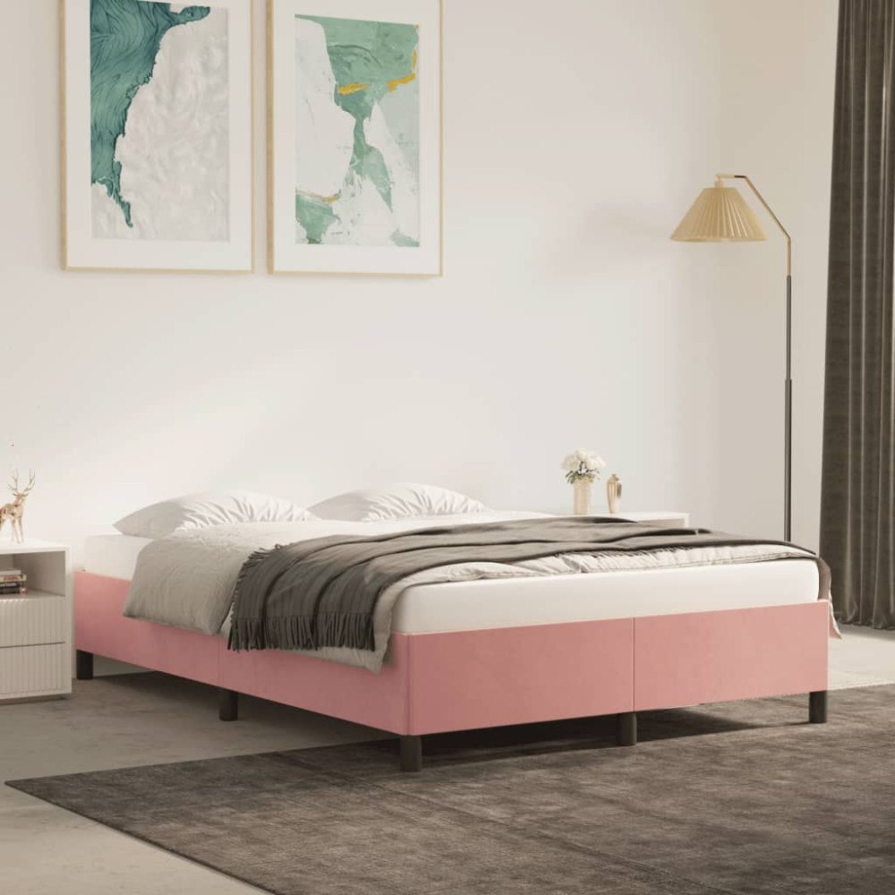 vidaXL Sängram rosa 140x200 cm sammet
