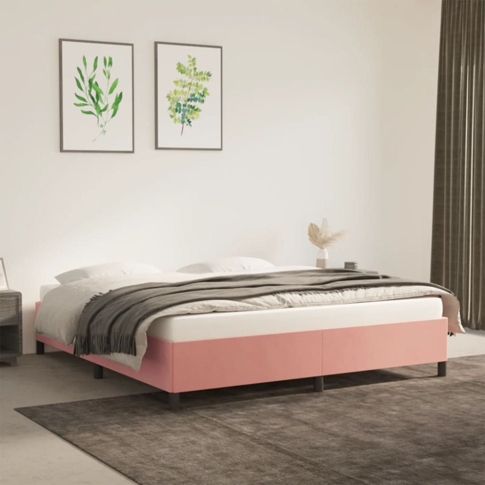 vidaXL Sängram rosa 160x200 cm sammet