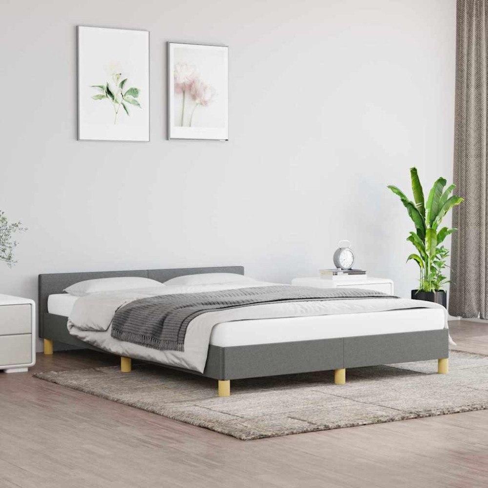 vidaXL Sängram utan madrass mörkgrå 140x200 cm tyg