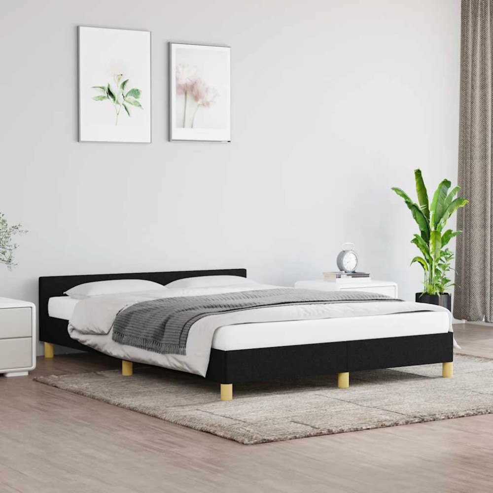 vidaXL Sängram utan madrass svart 140x200 cm tyg