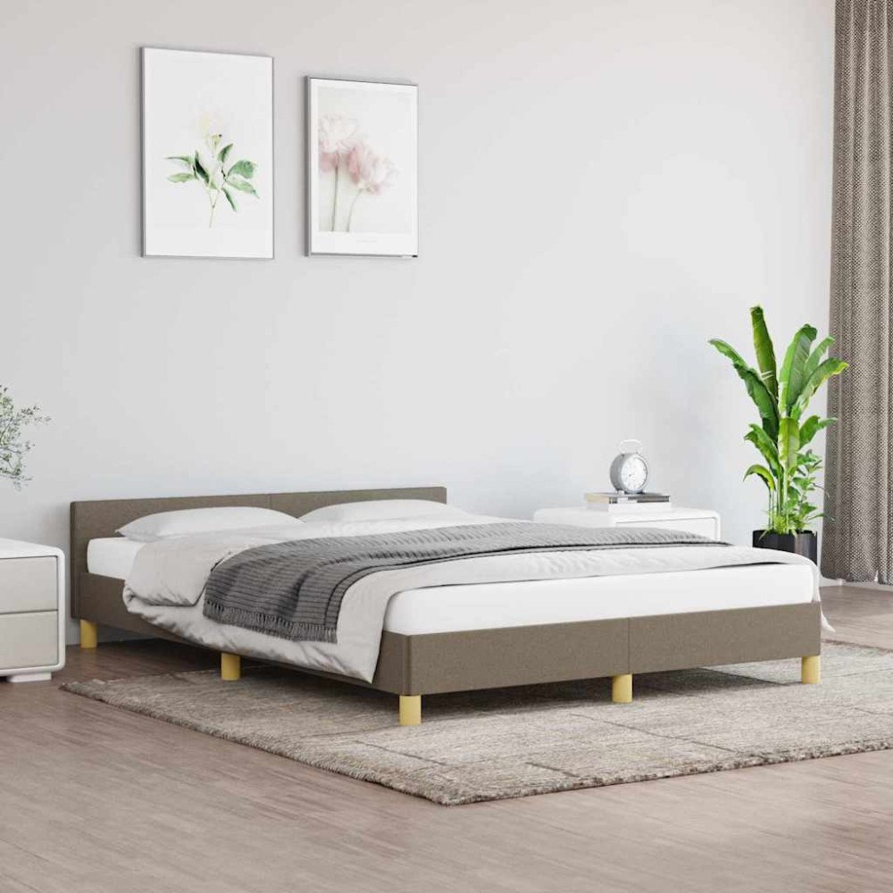 vidaXL Sängram utan madrass taupe 140x200 cm tyg