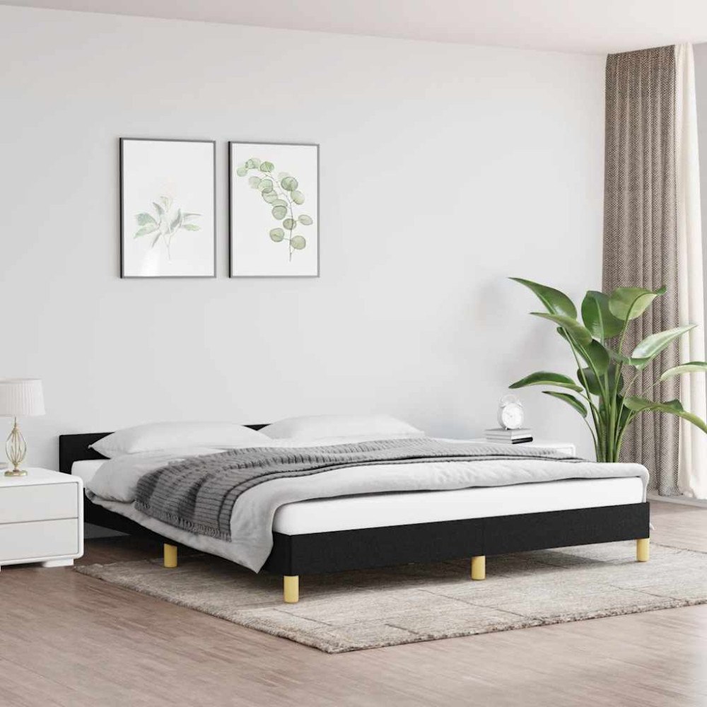 vidaXL Sängram utan madrass svart 160x200 cm tyg