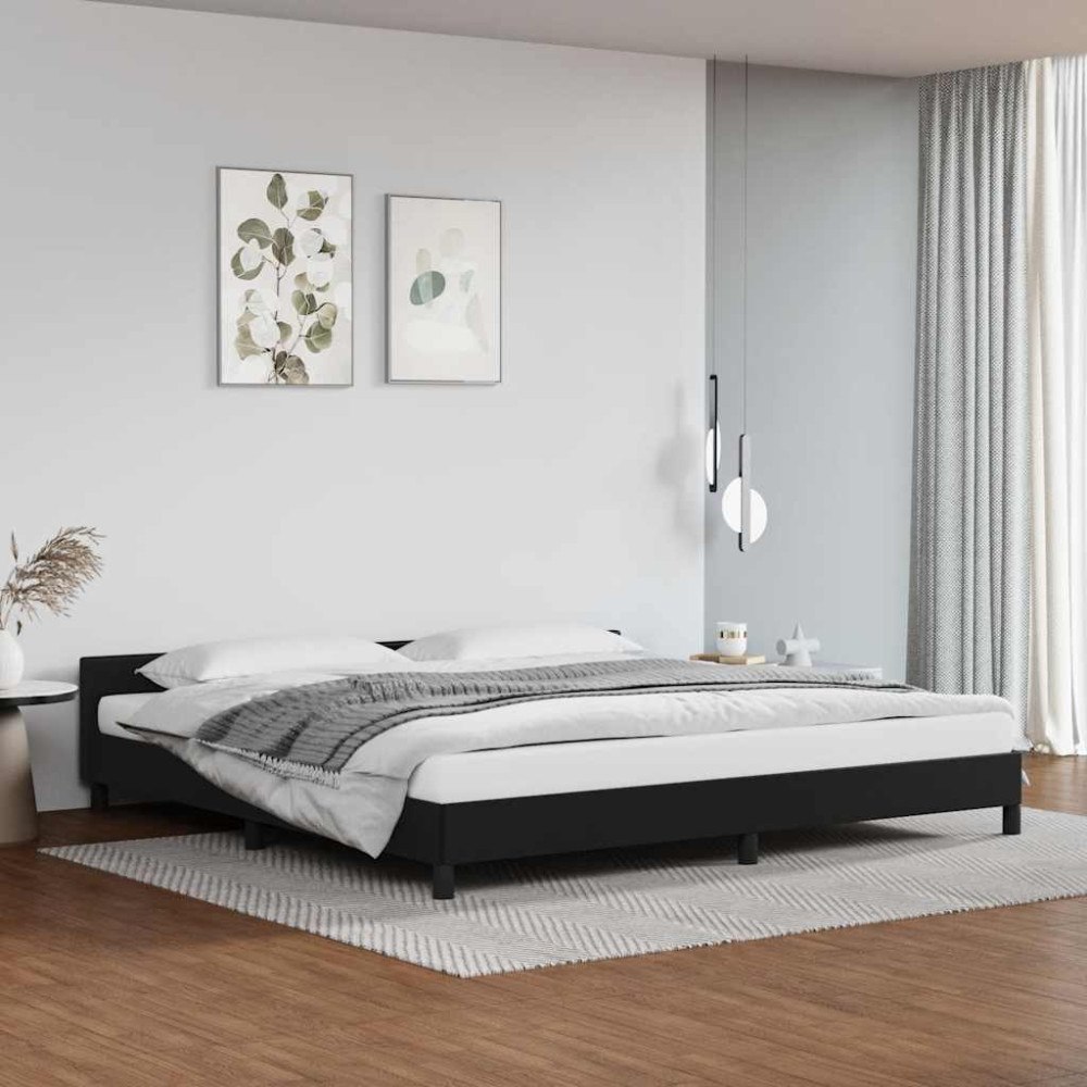 vidaXL Sängram med huvudgavel utan madrass svart 200x200 cm