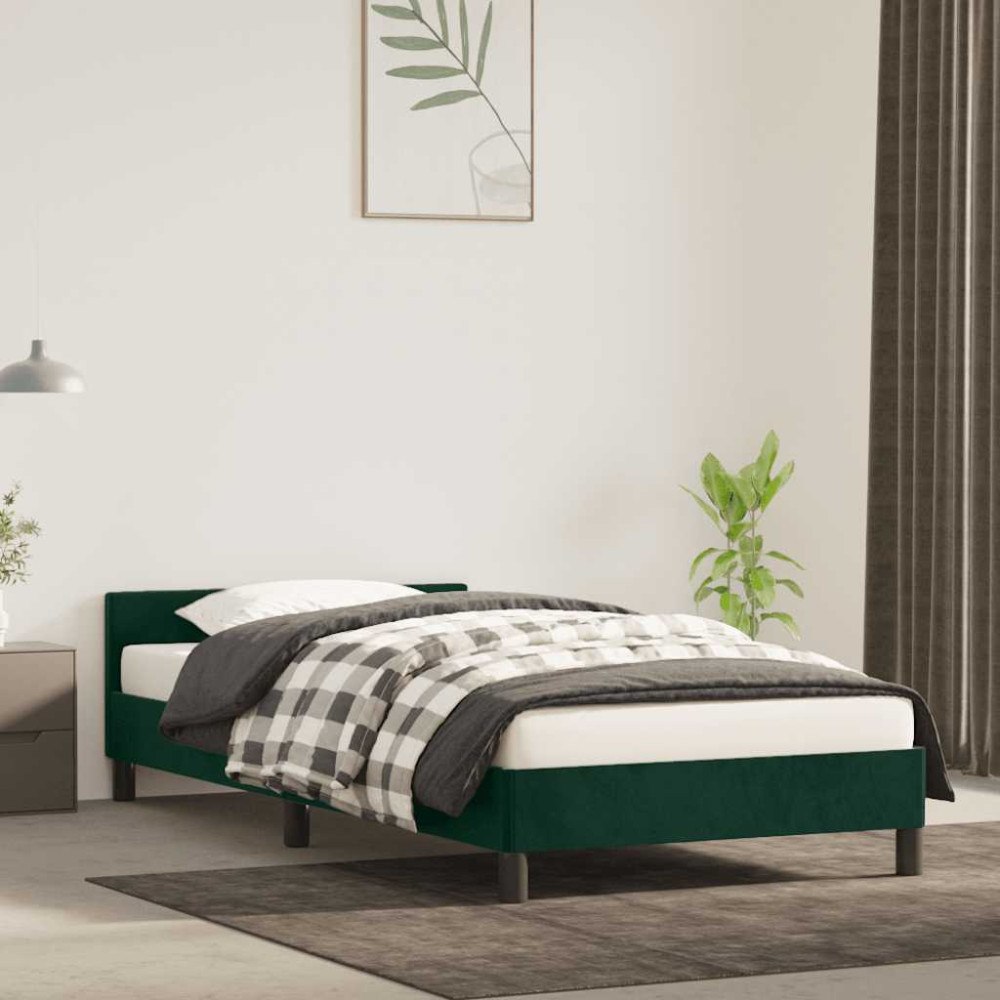 vidaXL Sängram utan madrass mörkgrön 80x200 cm sammet