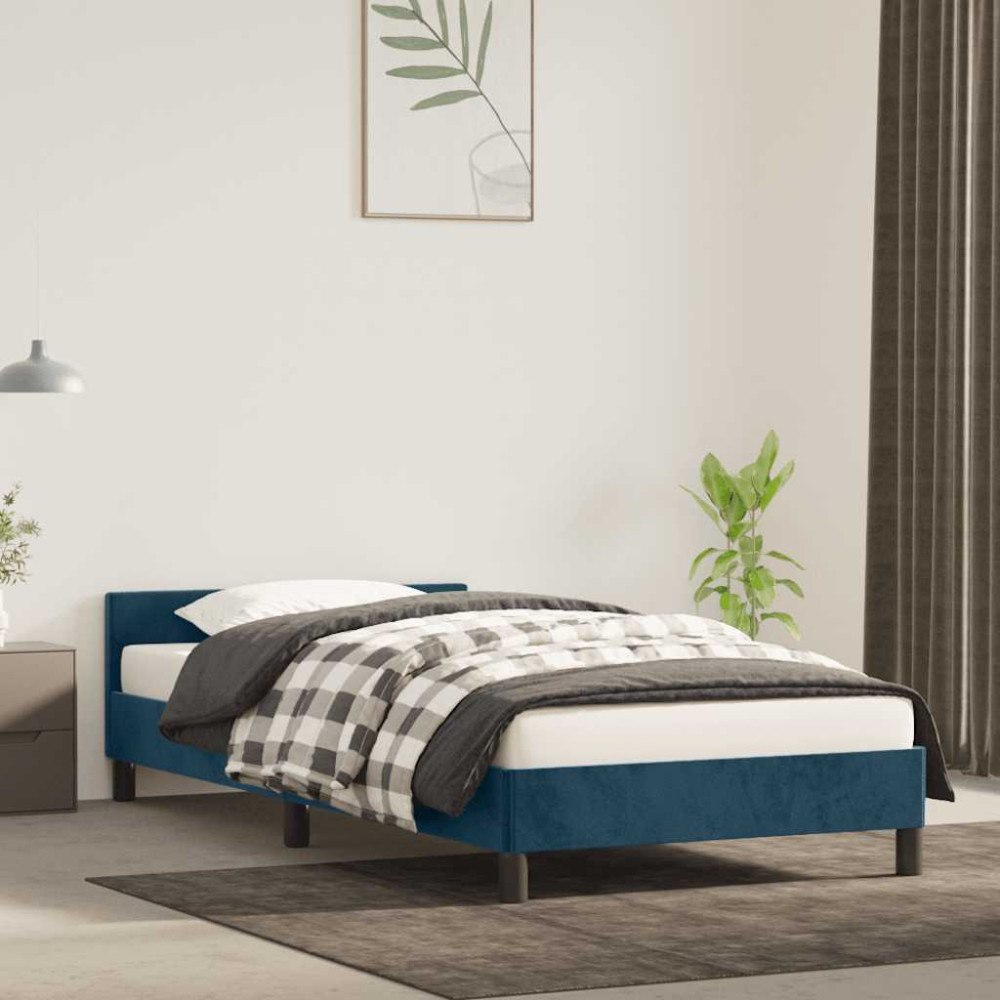 vidaXL Sängram utan madrass mörkblå 80x200 cm sammet