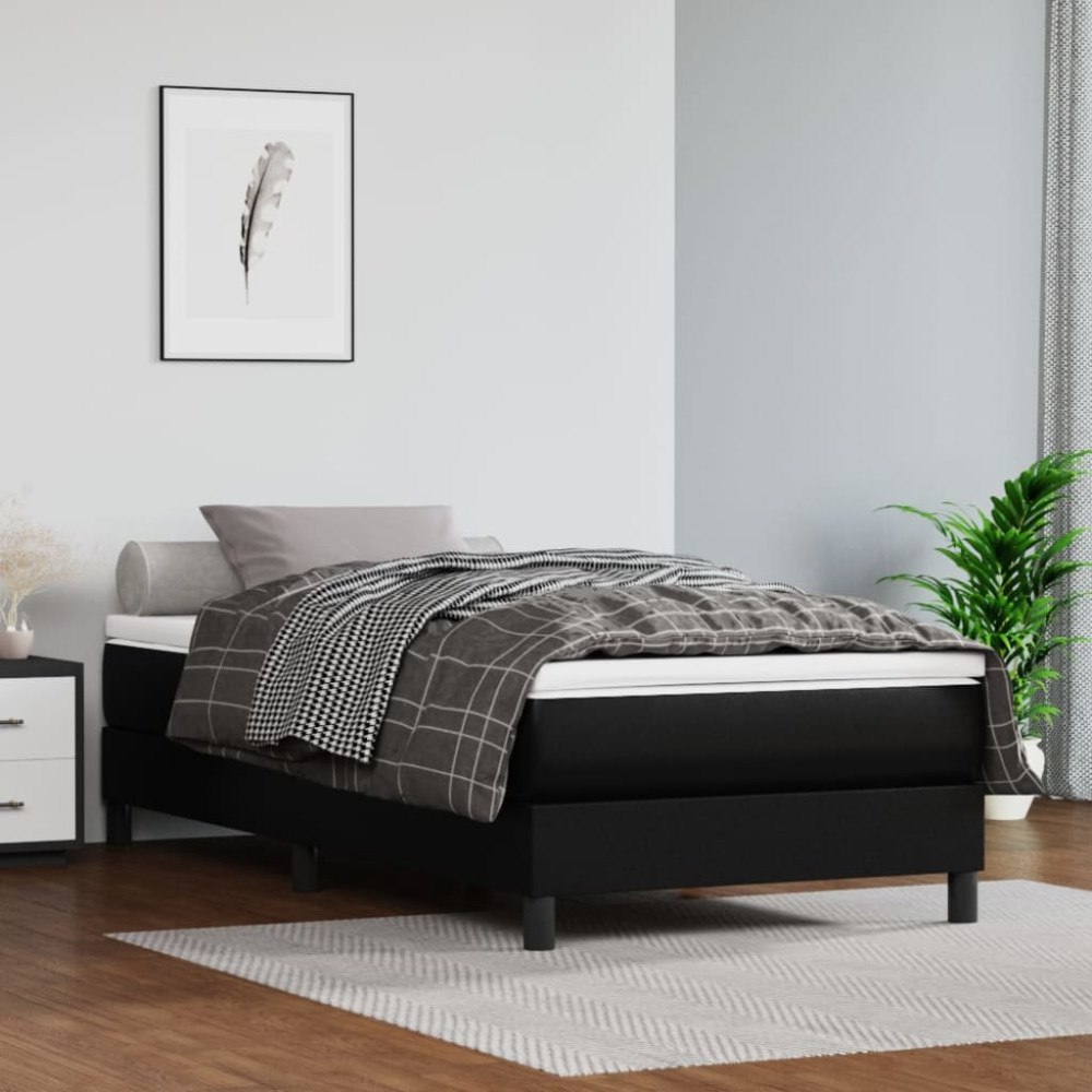 vidaXL Pocketresårmadrass medium svart 90x190x20 cm konstläder